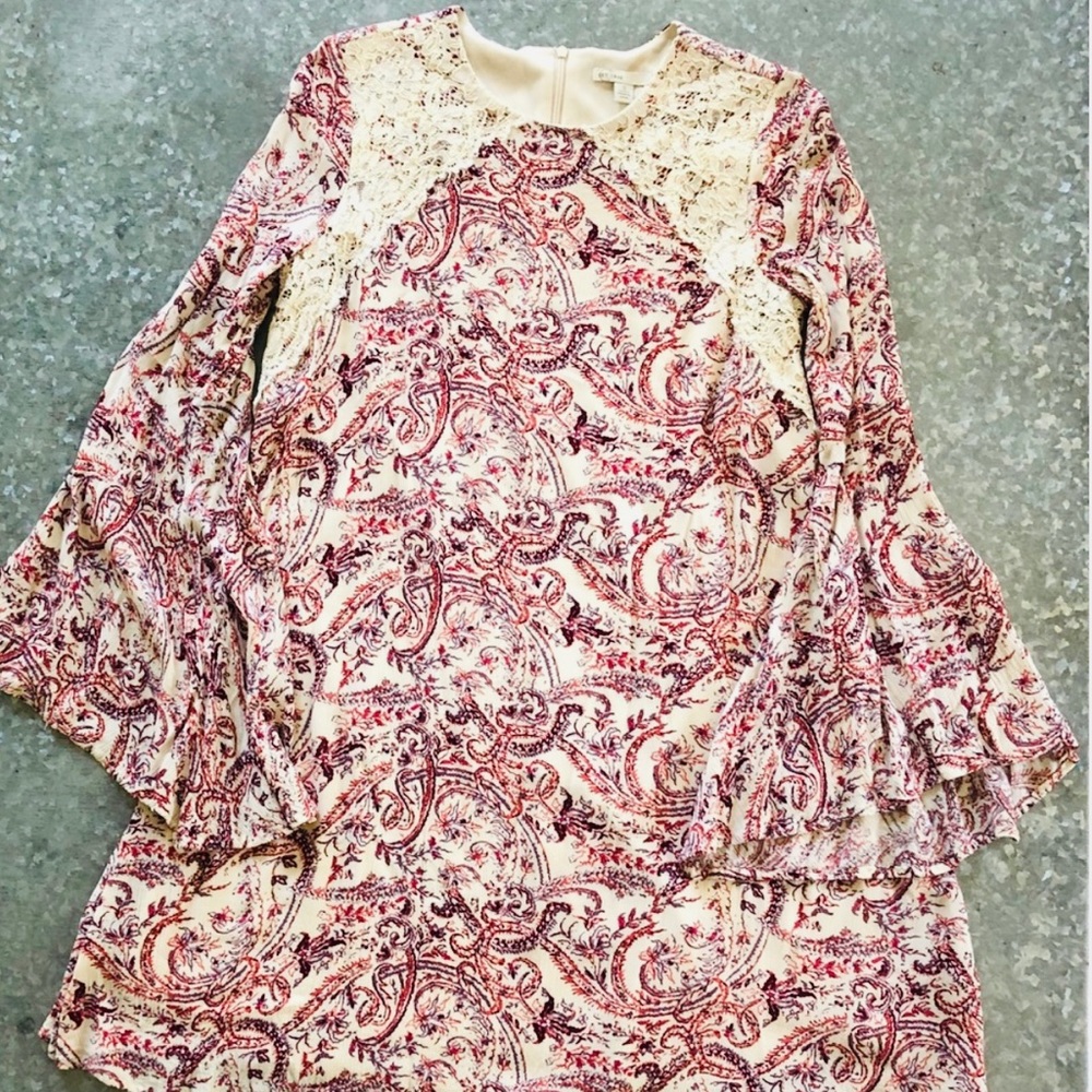 Red and Cream Paisley Dress by est. 1946. SZ S/M